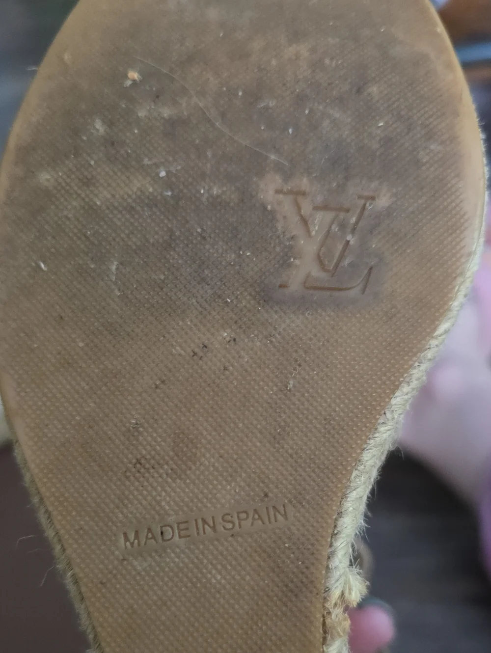 Louis Vuitton Cream and Brown Peep-Toe Wedge Sandals Size 38 - Picture 10 of 11